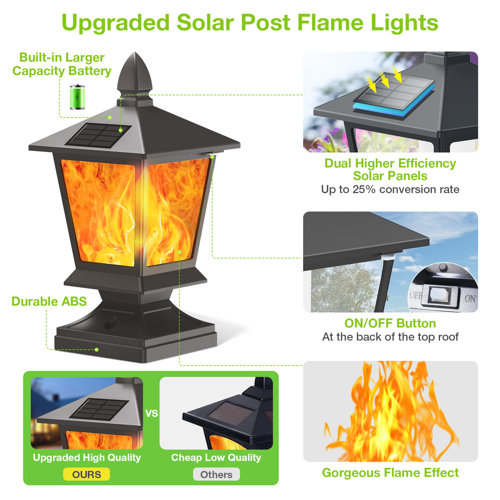 Kooper Solar Post Lights, 2 Pack Outdoor Solar Deck Fence Post Cap